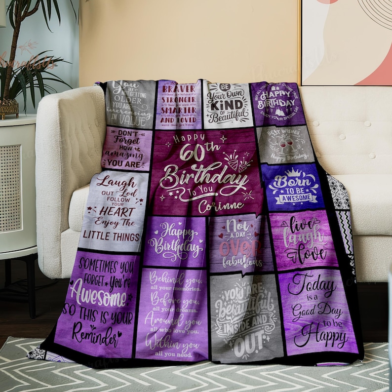 Custom 50th Birthday Birthday Gifts for Women, Friend, Family. Custom Name Birthday Blanket