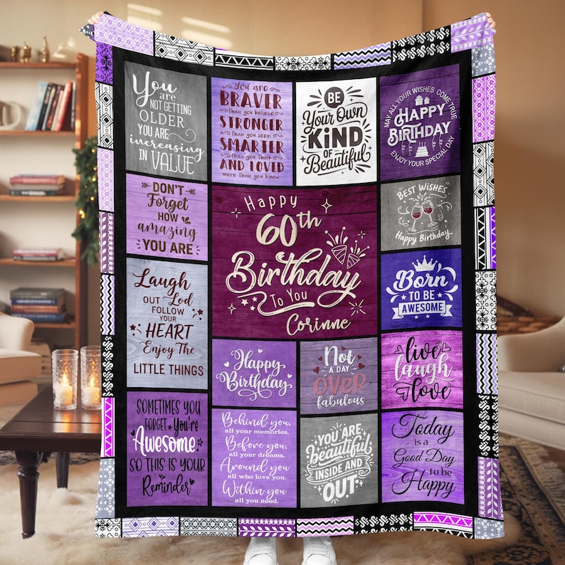 Custom 50th Birthday Birthday Gifts for Women, Friend, Family. Custom Name Birthday Blanket