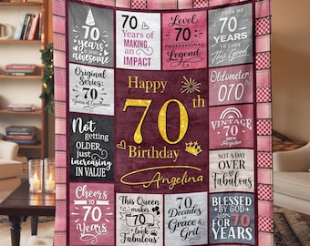 Custom 70th Birthday Blankets Gifts for Women, Birthday Gift for Friends, Family