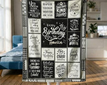 Custom Birthday Blanket, Birthday Gifts for Women, Friend, Family, Birthday Woven Gift
