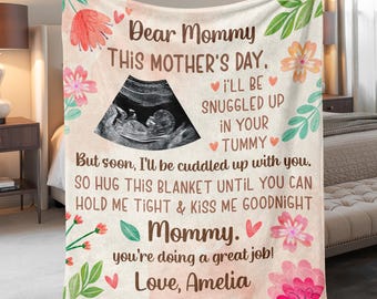 Dear Mommy Expecting Mom Gift Blanket, First Time Mothers Day Gifts, Baby Announcement Blankets