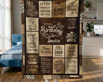 Custom Birthday Gift, Birthday Blanket Gifts for Women, Birthday Milestone Gift for Friend, Family