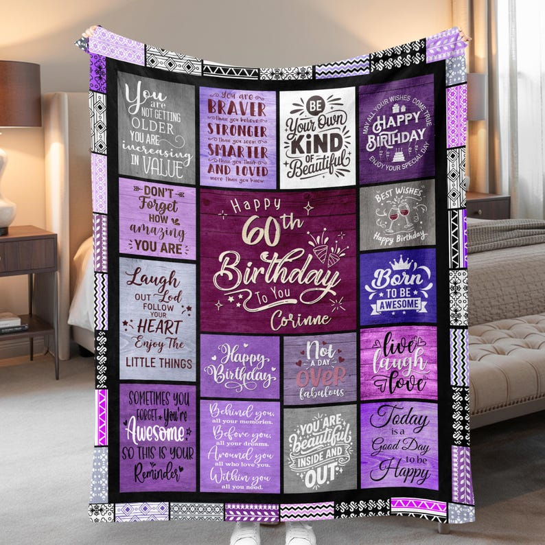 Custom 50th Birthday Birthday Gifts for Women, Friend, Family. Custom Name Birthday Blanket