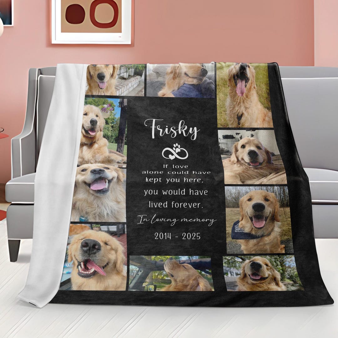 Personalized Pet Memorial Photo Blanket, Dog Remembrance Gift - Etsy