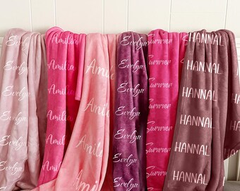 Personalized Kids Fleece Blanket, Custom Names Baby Shower Gift