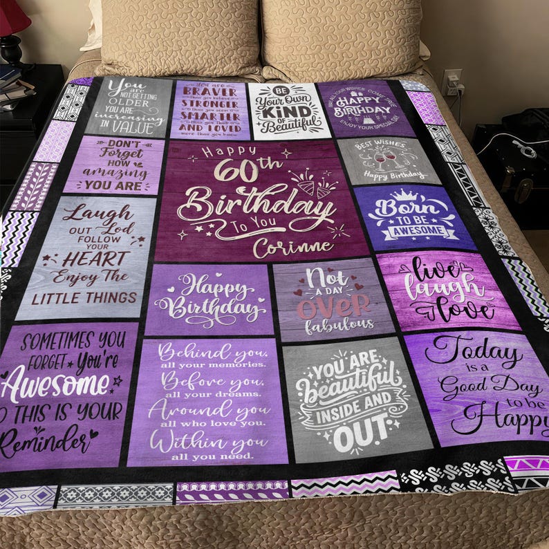 Custom 50th Birthday Birthday Gifts for Women, Friend, Family. Custom Name Birthday Blanket