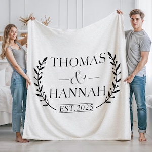 Coperta da matrimonio con nome personalizzato, regali di Natale per la moglie, coperta personalizzata per matrimonio, regalo di inaugurazione della casa per sposi novelli, regalo per lei