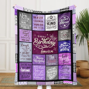 Custom Birthday Blanket, Birthday Gifts for Womens, Friend, Family