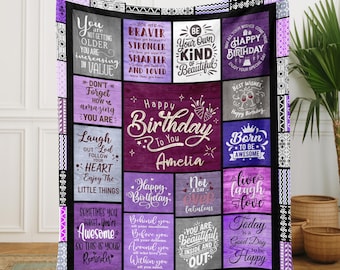 Custom Birthday Blanket, Birthday Gifts for Womens, Friend, Family