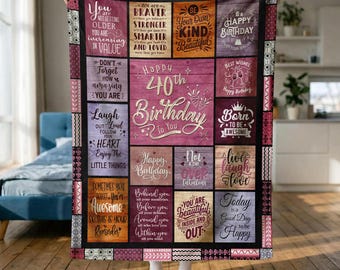 Custom 40th Birthday Gifts for Women, Custom Name 40 Birthday Blanket, Turning 40 Blanket Gift for Friend