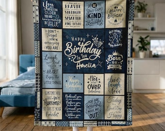 Custom Birthday Gifts, Custom Name Blanket Birthday Gifts for Women, Friend, Family