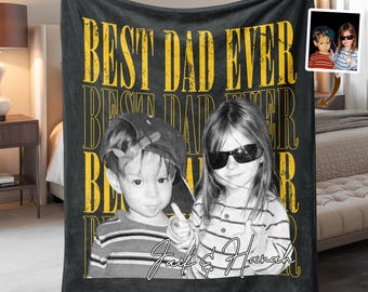 Personalized Fathers Day Blanket Gifts for Dad, Custom Photo Vintage Blankets, Gifts for Dad