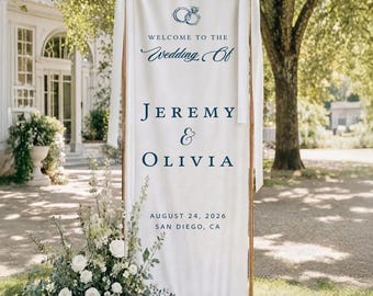 Personalized Wedding Welcome Sign, Custom Cotton Linen Wedding Reception Tapestry, Wedding Decor Gift, Engagement Party Sign