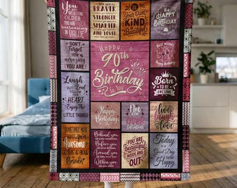 Custom 90th Birthday Gifts for Women, Custom Name Birthday Blanket, Turning 90 Blanket Gift for Friend