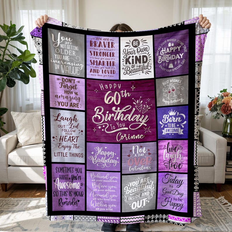 Custom 50th Birthday Birthday Gifts for Women, Friend, Family. Custom Name Birthday Blanket