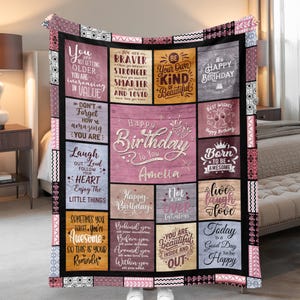 Custom Birthday Blanket, Birthday Gifts for Women, Friend, Family