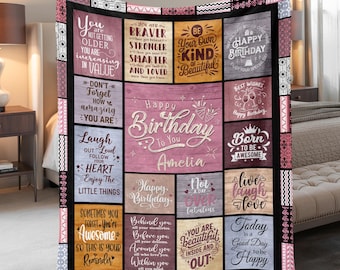 Custom Birthday Blanket, Birthday Gifts for Women, Friend, Family