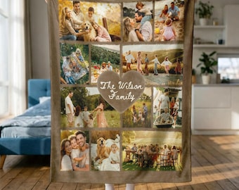 Custom Family Photo Blanket, Family Christmas Gift for Mom, Dad, Grandparent