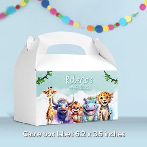 Editable Safari Animals Gable Box, Gable Box themed animals, Safari Animals snacks labels, Animals Party gift Box label, Safari box. 1612GB