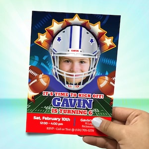Editable Football party invitation with photo, Football birthday invitation, Editable Cowboys party Invitation, Cowboys party invite. 1216
