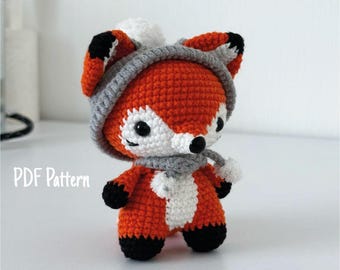 Crochet Fox Amigurumi, Fox in Hat (PDF Pattern)