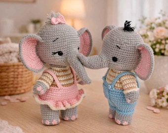 Crochet Amigurumi Elephant Pattern – DIY Love Elephants (PDF Pattern)