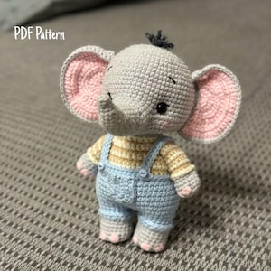 Virkmönster för amigurumi-elefanter – gör-det-själv-babyplyschleksak (PDF-mönster)