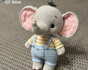 Amigurumi Elephant Crochet Pattern – DIY Baby Plush Toy (PDF Pattern)