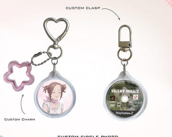 Custom Circle Photo Keychain, Personalised Charm Keyring, Bag Accessory