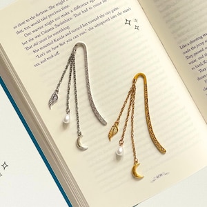 Celestial Moon Wing Pearl Bookmark, Book Lover Gift