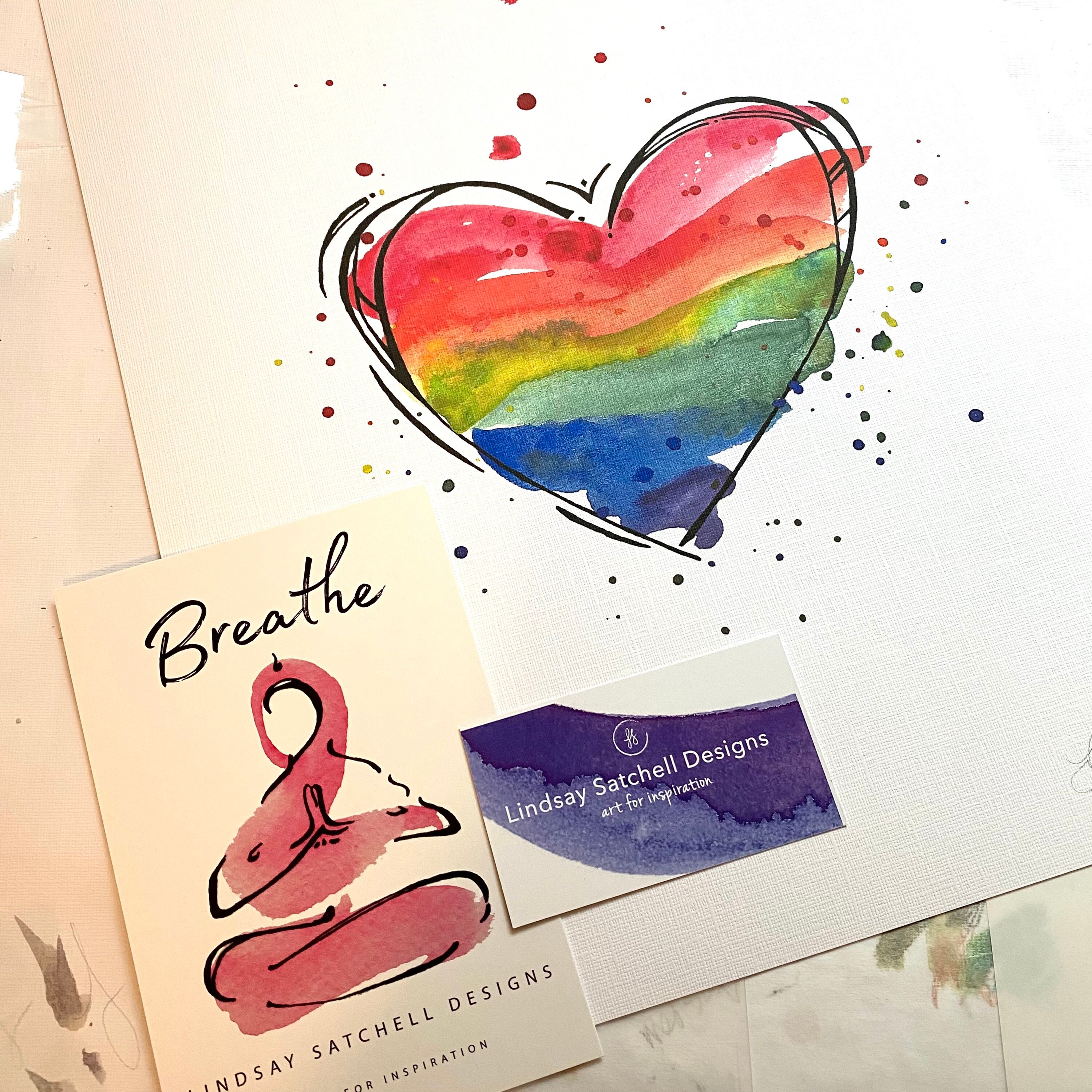 Rainbow Heart Print Heart Watercolor Print Love Art - Etsy