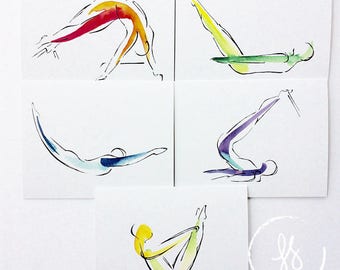 5 Pilates Notecards Pack A | Pilates Gift, Unique Gifts, Inspiration Art, Pilates Inspiration