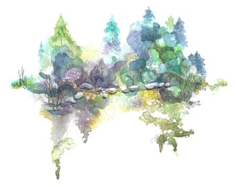 Landscape Prints | Dreamy watercolor painting, Nature gift, beautiful gift, dreamy painting, calming art