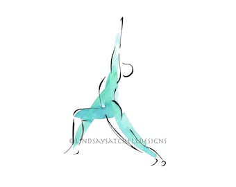 Warrior 1 Pose - Yoga Art Print | Yoga gifts, Yoga Studio Decor, Unique Gift Idea, Inspiration Art,