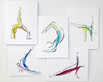 5 Yoga Notecards Pack C | Yoga Gift, Unique Gifts, Inspiration Art, Yoga Inspiration