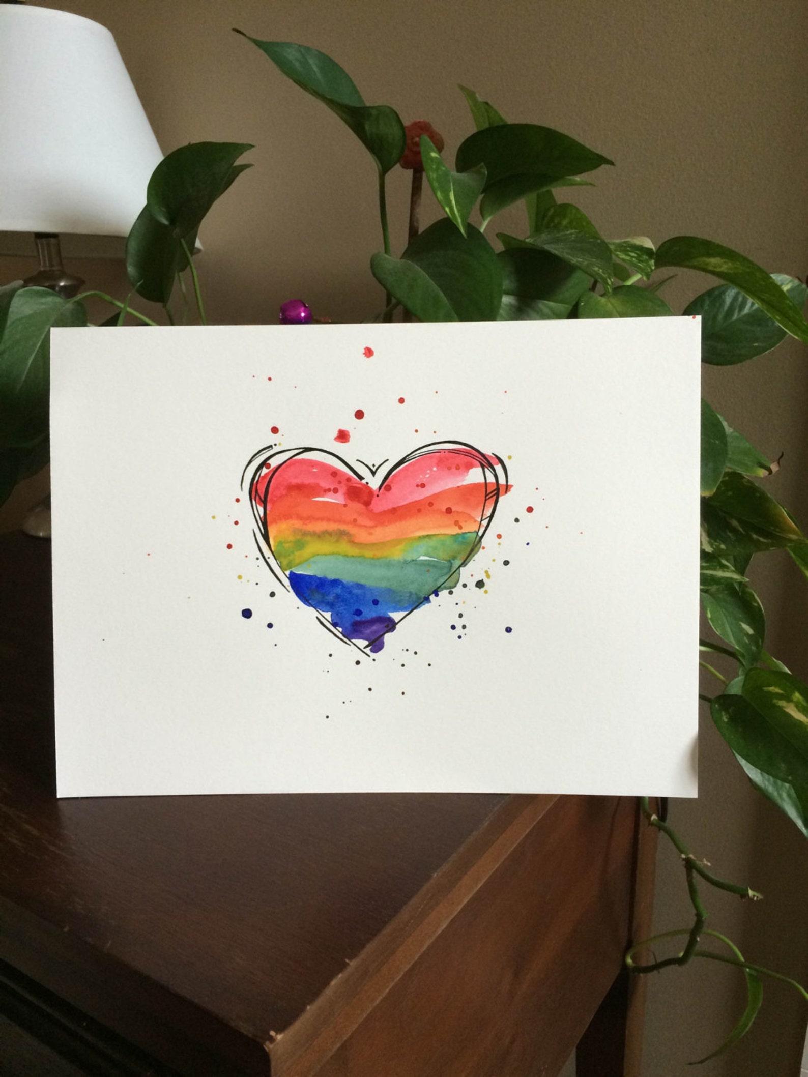 Rainbow Heart Print Heart Watercolor Print Love Art - Etsy