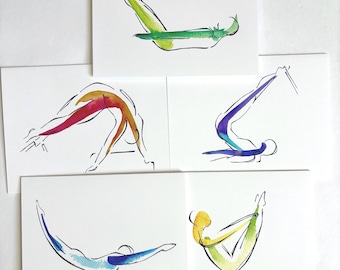 5 Pilates Notecards Pack A | Pilates Gift, Unique Gifts, Inspiration Art, Pilates Inspiration