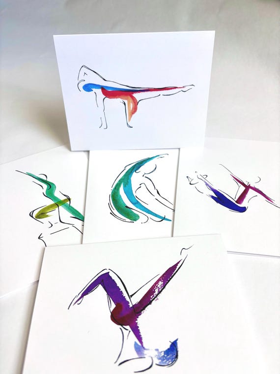 5 Pilates Notecards Pack B | Pilates Gift, Unique Gifts, Inspiration Art, Pilates Inspiration