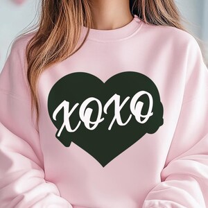 Schwarzes Herz XOXO PNG Datei Valentinstag Clipart Design Dunkles Herz für Sublimation, DTG, Pod-Produkte, Totes, Shirt-Design oder Valentinstagskarten