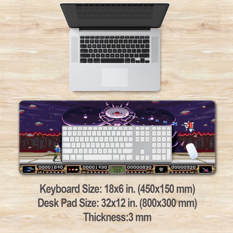 Contra Hard Corps Reloaded Mouse Pad XXL, Aseprite Art Design Desk Pad Large, Konami Video Game Desk Mat Long, Keyboard Computer Laptop Mat image 5