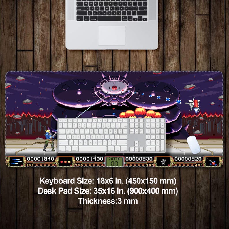 Contra Hard Corps Reloaded Mouse Pad XXL, Aseprite Art Design Desk Pad Large, Konami Video Game Desk Mat Long, Keyboard Computer Laptop Mat image 3