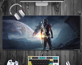 Mass Effect Gaming Mouse Pad, High quality printing Desk Pad,Keyboard Computer Laptop Mat, Mouse pad xxl, Desk Mat, Gift For Gamer Boyfriend