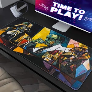 Darth Vader On Picasso's Painting Gaming Desk Mat,Cool Desk Pad, Star wars Mouse pad, TCG Play Mat, Star Wars Gift, Modern Abstract Gift image 2
