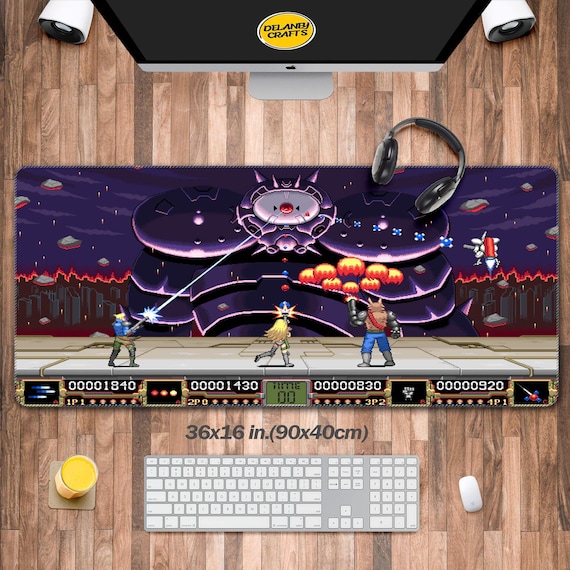 Contra Hard Corps Reloaded Mouse Pad XXL, Aseprite Art Design Desk Pad Large, Konami Video Game  Desk Mat Long, Keyboard Computer Laptop Mat