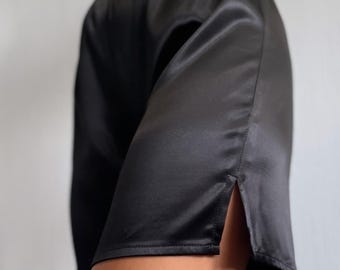 Schwarze Satin Shorts: Viskose Slip Shorts Unterwäsche, Anti Scheuernde Shorts, Übergröße Dessous