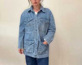 Vintage 90s First Issues Blues Denim Chore Coat / Jacket; Tag size Medium; See Measurements