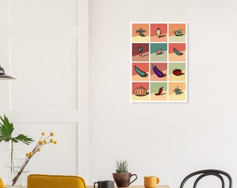 Wall Poster Art Print | Colorful Handdrawn Vegetable Illustrations