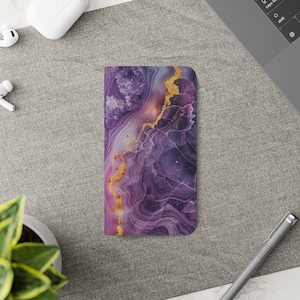 Portemonnee telefoonhoesje met marmerpatroon - elegante flipcover van imitatieleer met kaarthouder