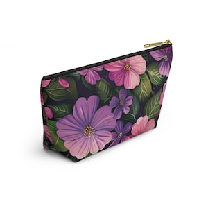 Midnight Garden Accessory Pouch | Makeup Bag, Toiletry Case, Cute Gift, Travel Organizer, Floral Design