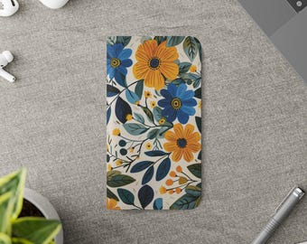 Mystic Garden Wallet Phone Case - Vibrant Floral Aesthetic - Elegant Faux Leather Flip Cover with Card Holder
